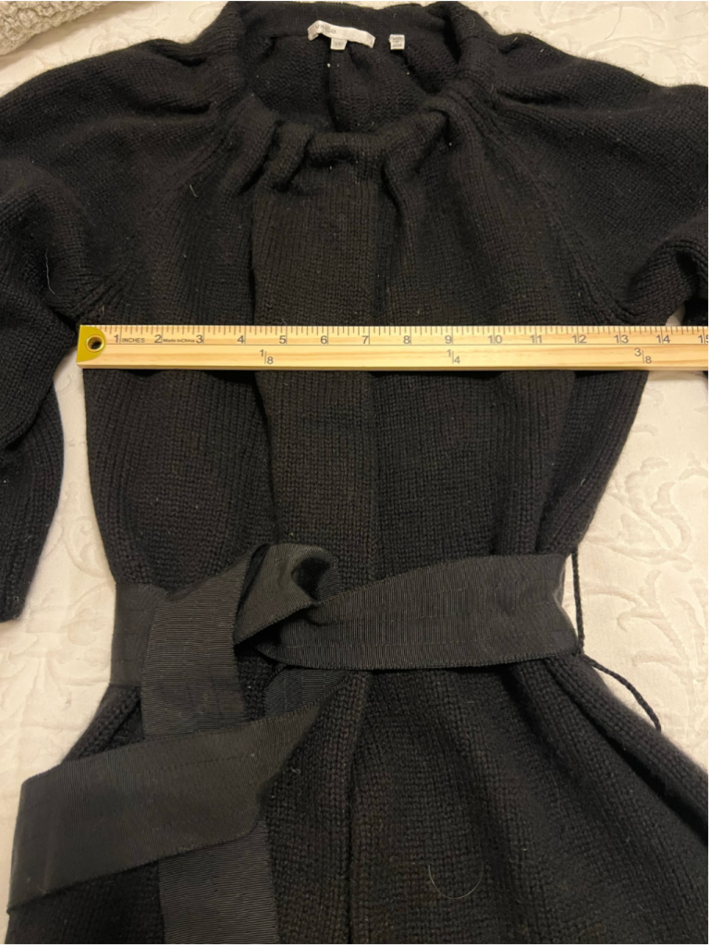 Vince Alpaca Wool Cashmere Cardigan Black Belted Knit Snap Button Classic XS - Picture 6 of 7